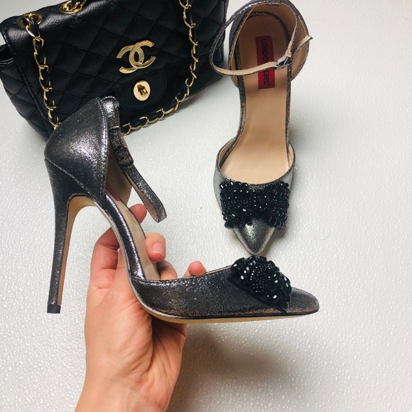 London Rebel Bow Two Part Point High Heels - Picture 4 of 11